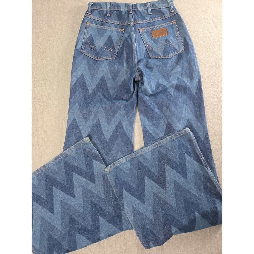 WRANGLER Wanderers High Rise Flare Jeans 27x34 Chevron Striped Boho Festival